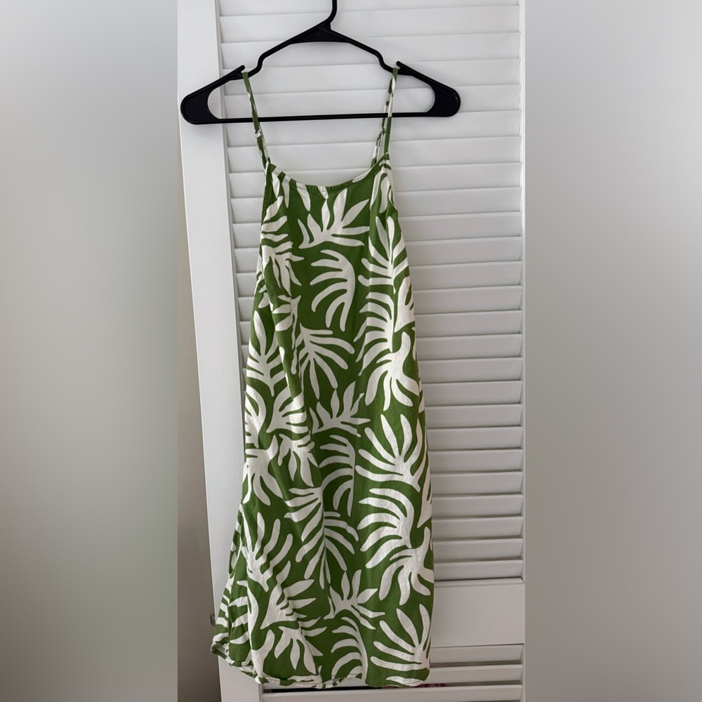 A New Day Green and White Patterned Halter Dress